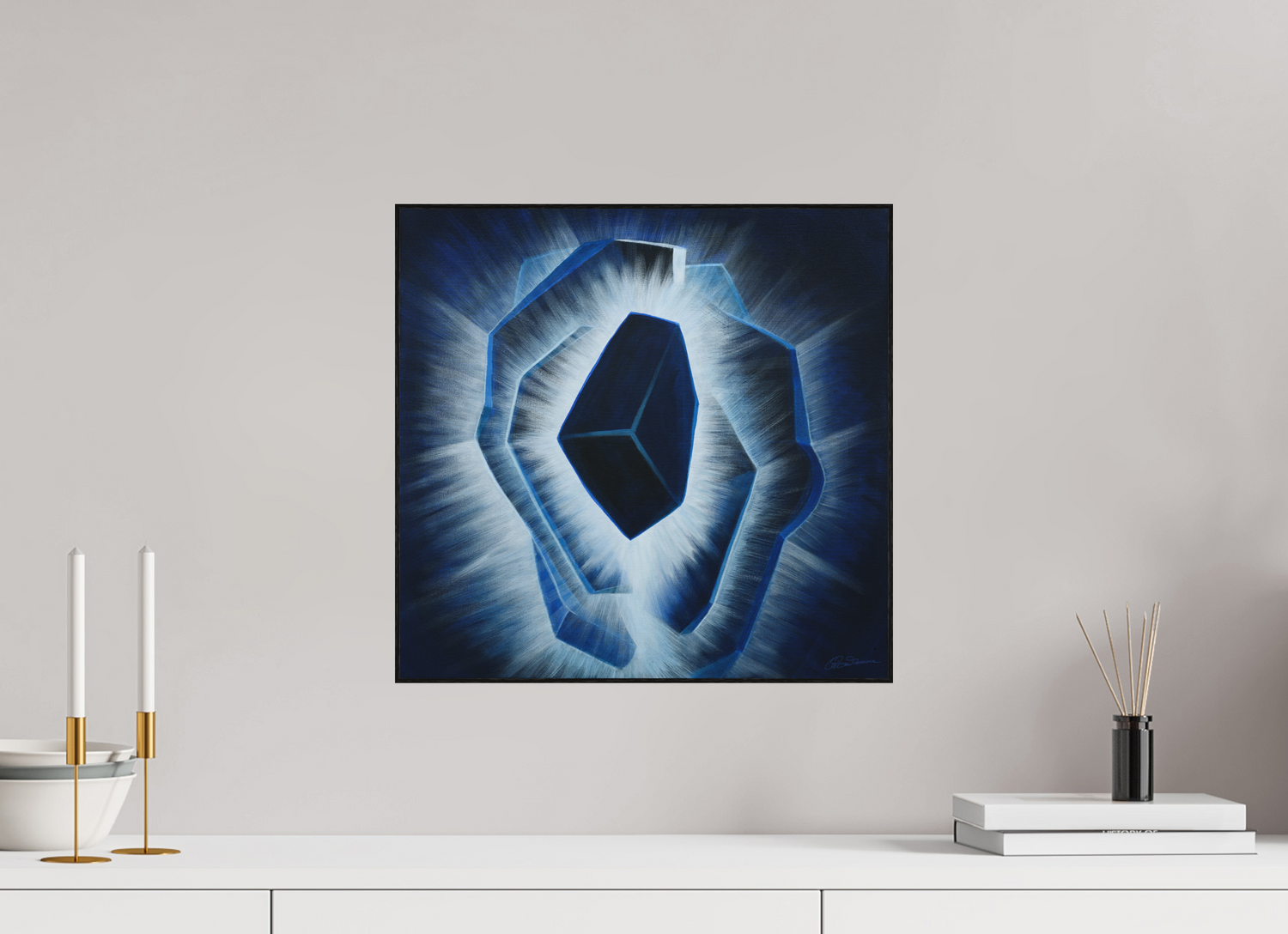 41,6 x 40 cm, Alu-Dibond mit Holzrahmen, schwarz Der innere Durchbruch – Erwachen