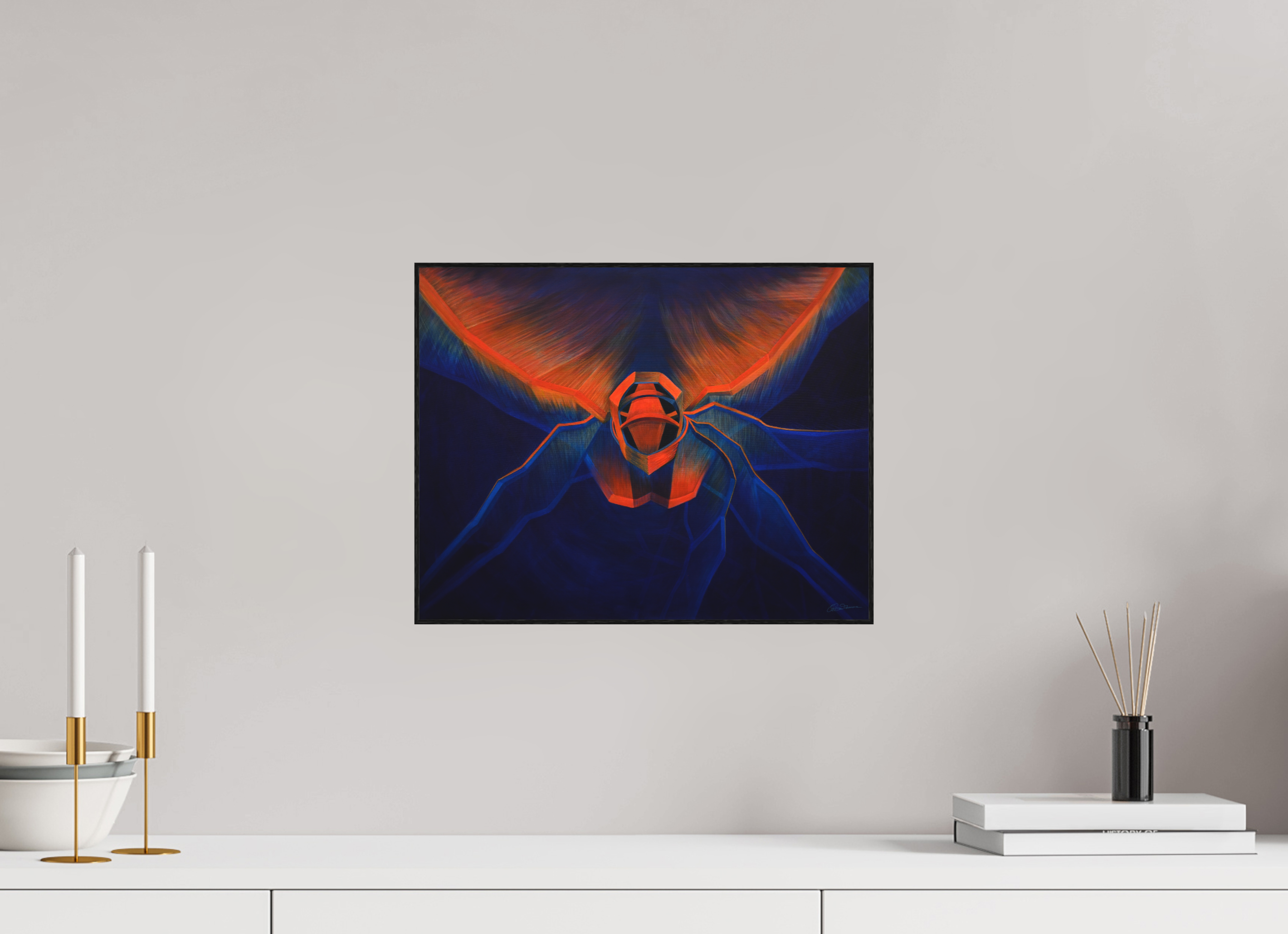 38,3 x 30 cm, Alu-Dibond mit Holzrahmen, schwarz Feuerflug