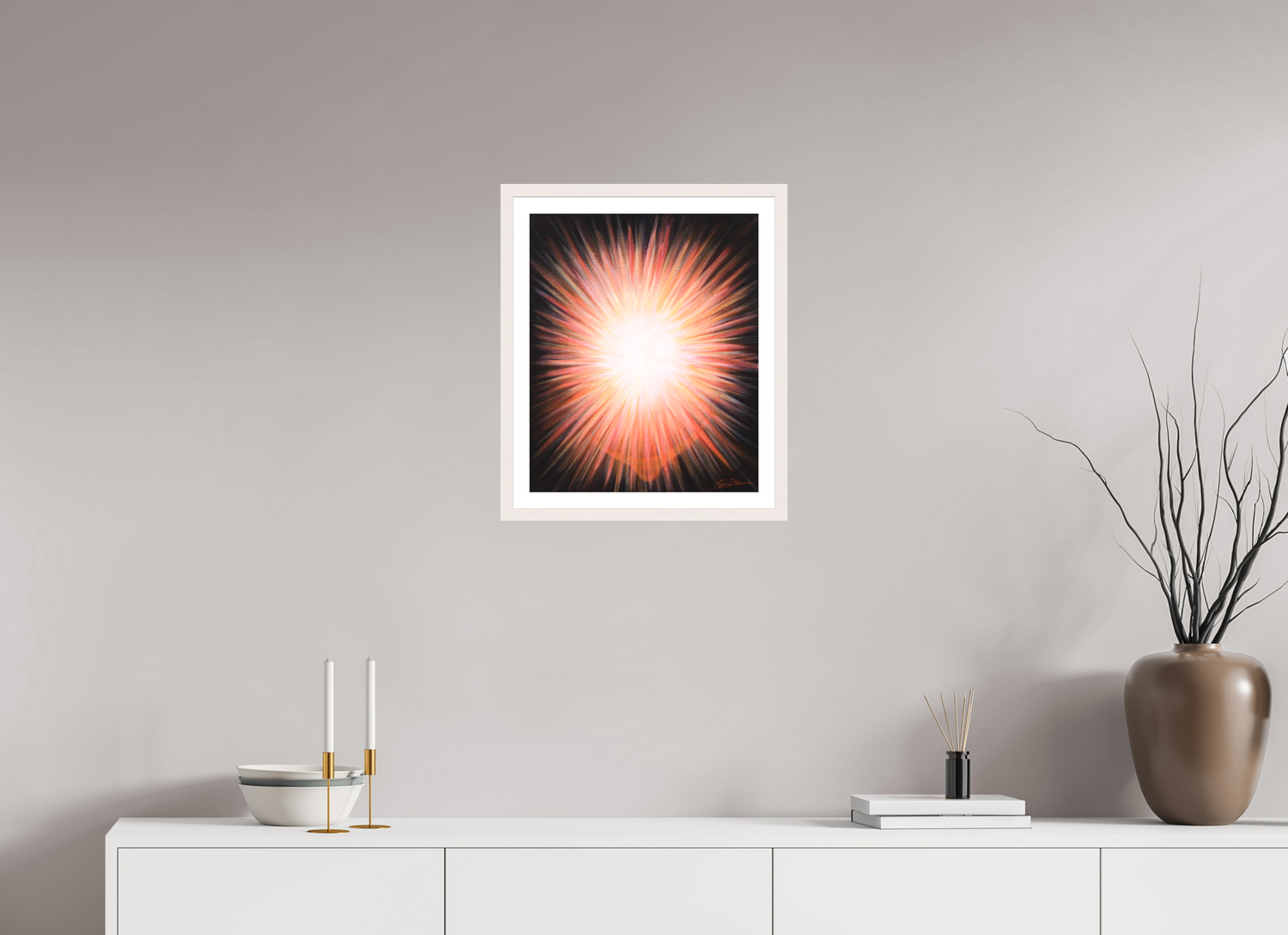 40 x 48,4 cm, Papier mit Holzrahmen, weiß Erleuchtung