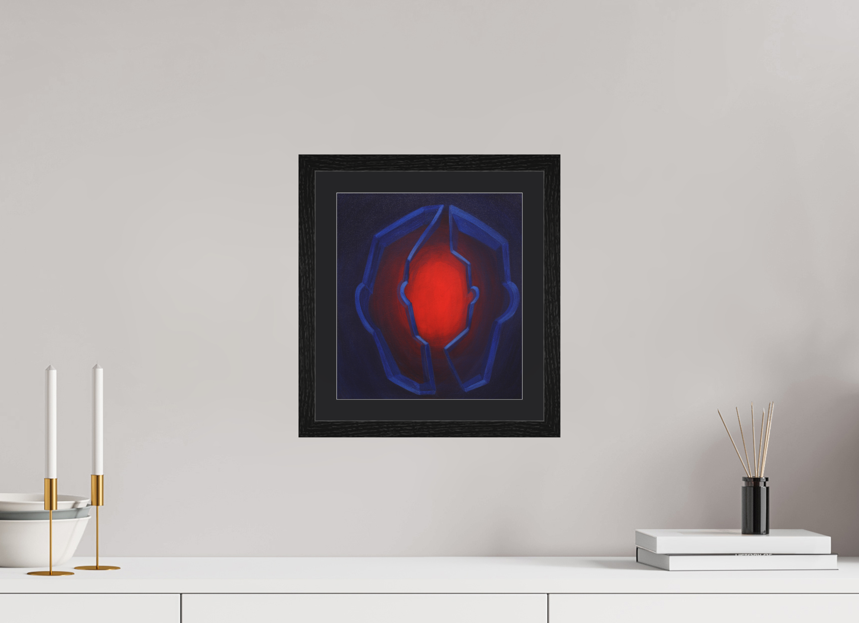 25 x 27,7 cm, Foto Papier schwarzes passapartout und schwarzer rahmen Selbst-Bild.  Innerer Kern