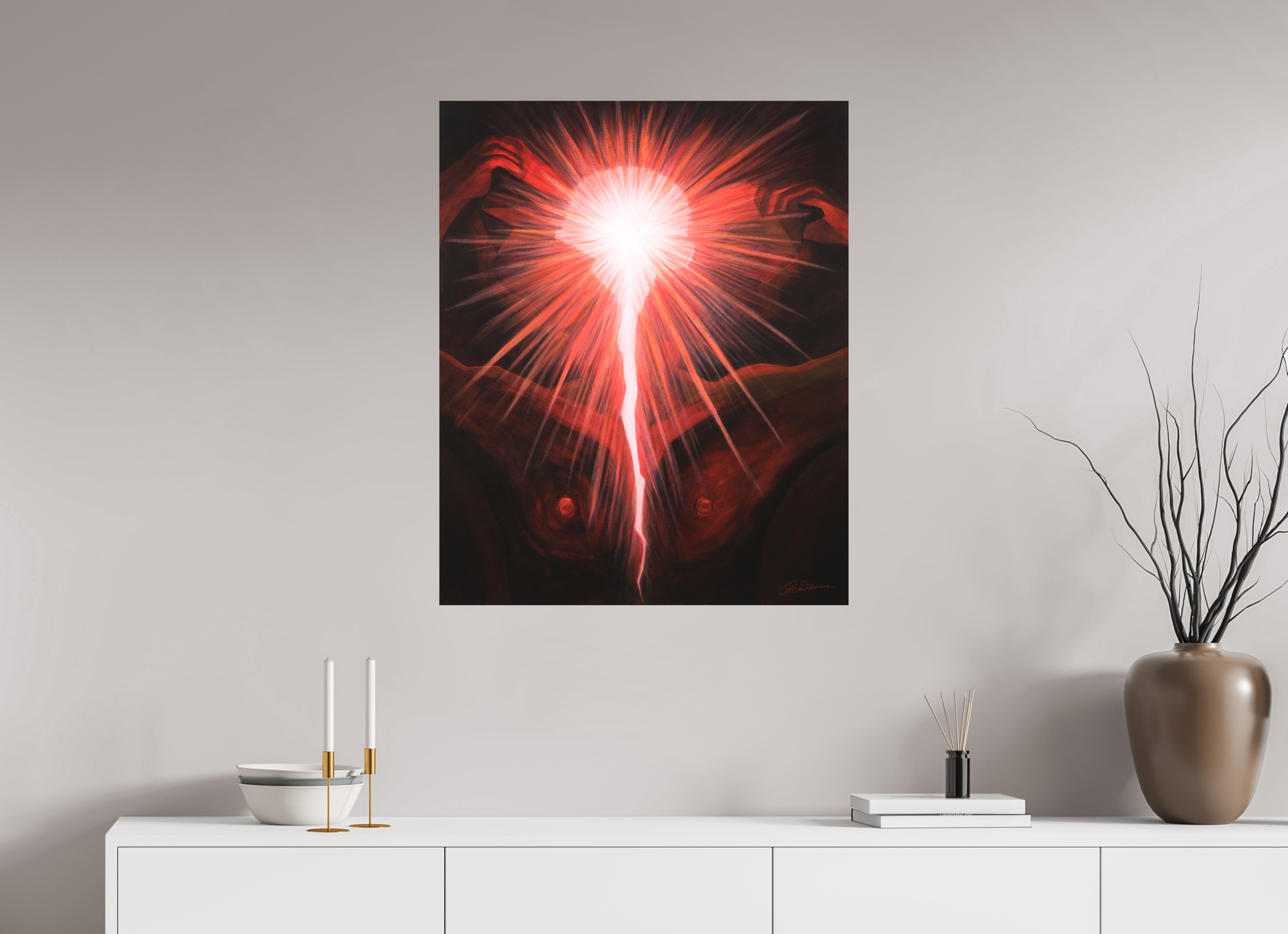 70 x 86,3 cm, Alu-Dibond mit Aufhängung Lichtkörper – Der neue Mensch