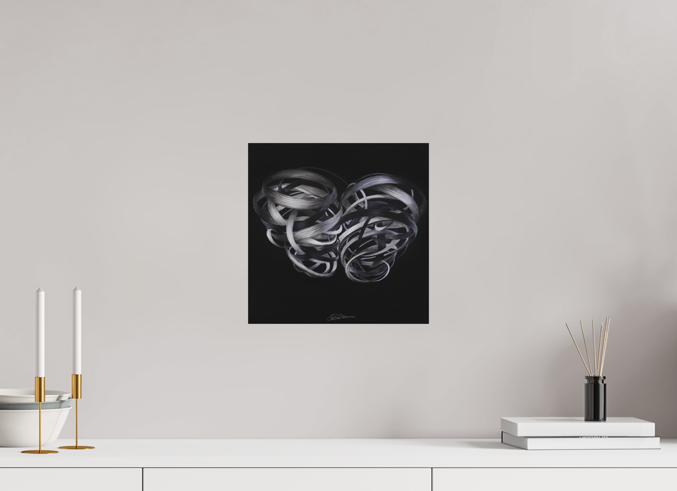 30 x 30 cm, Alu-Dibond mit Aufhängung Kuss – Verflechtung