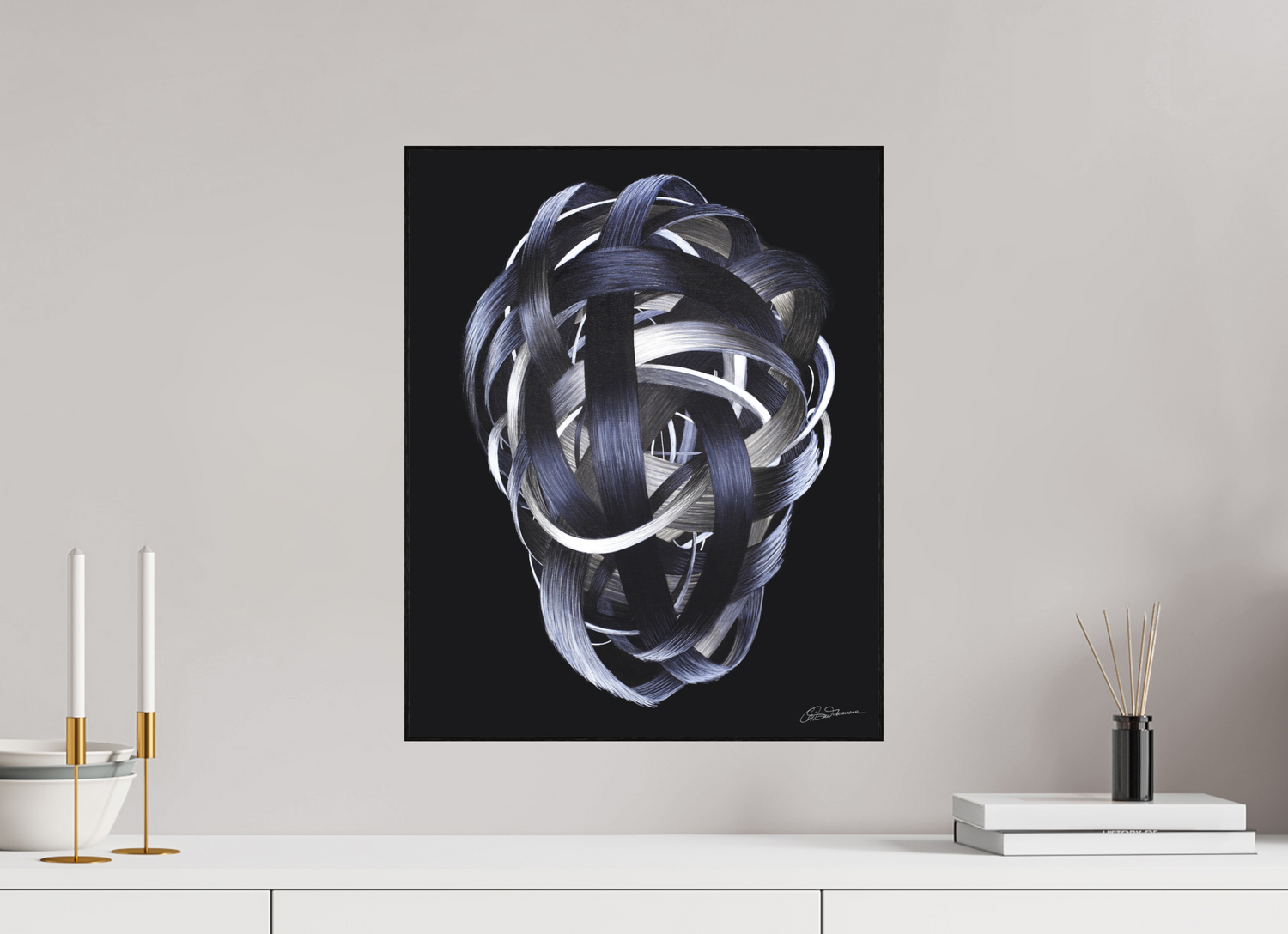 40 x 49,9 cm, Kunstdruck auf Alu-Dibond mit Holzrahmen, schwarz Verknotung