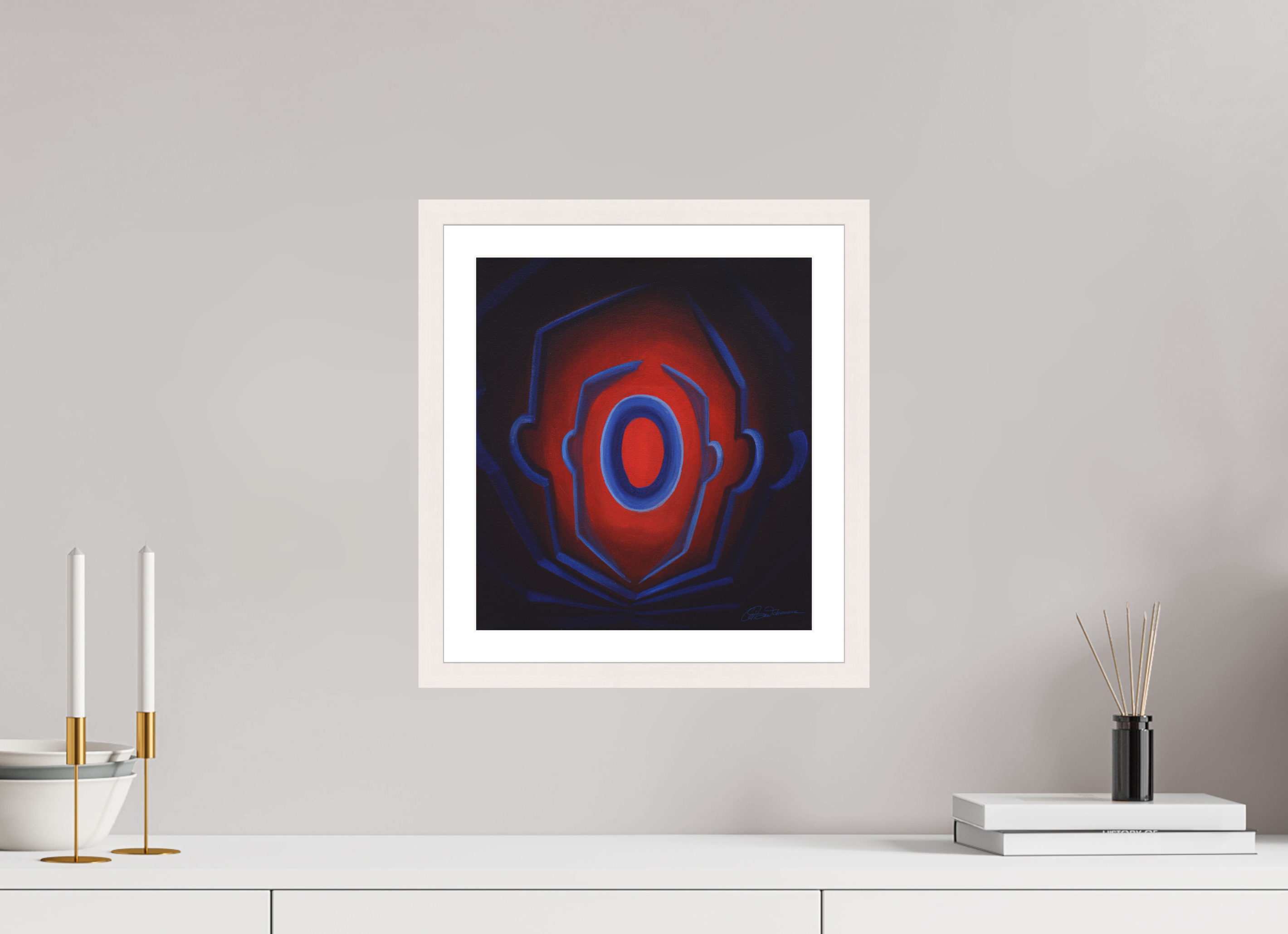 30 x 33,2 cm, Papier mit Holzrahmen, weiß Selbst-Ursprung