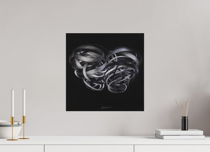 40 x 40 cm, Kunstdruck auf Alu-Dibond mit Holzrahmen, schwarz Kuss – Verflechtung