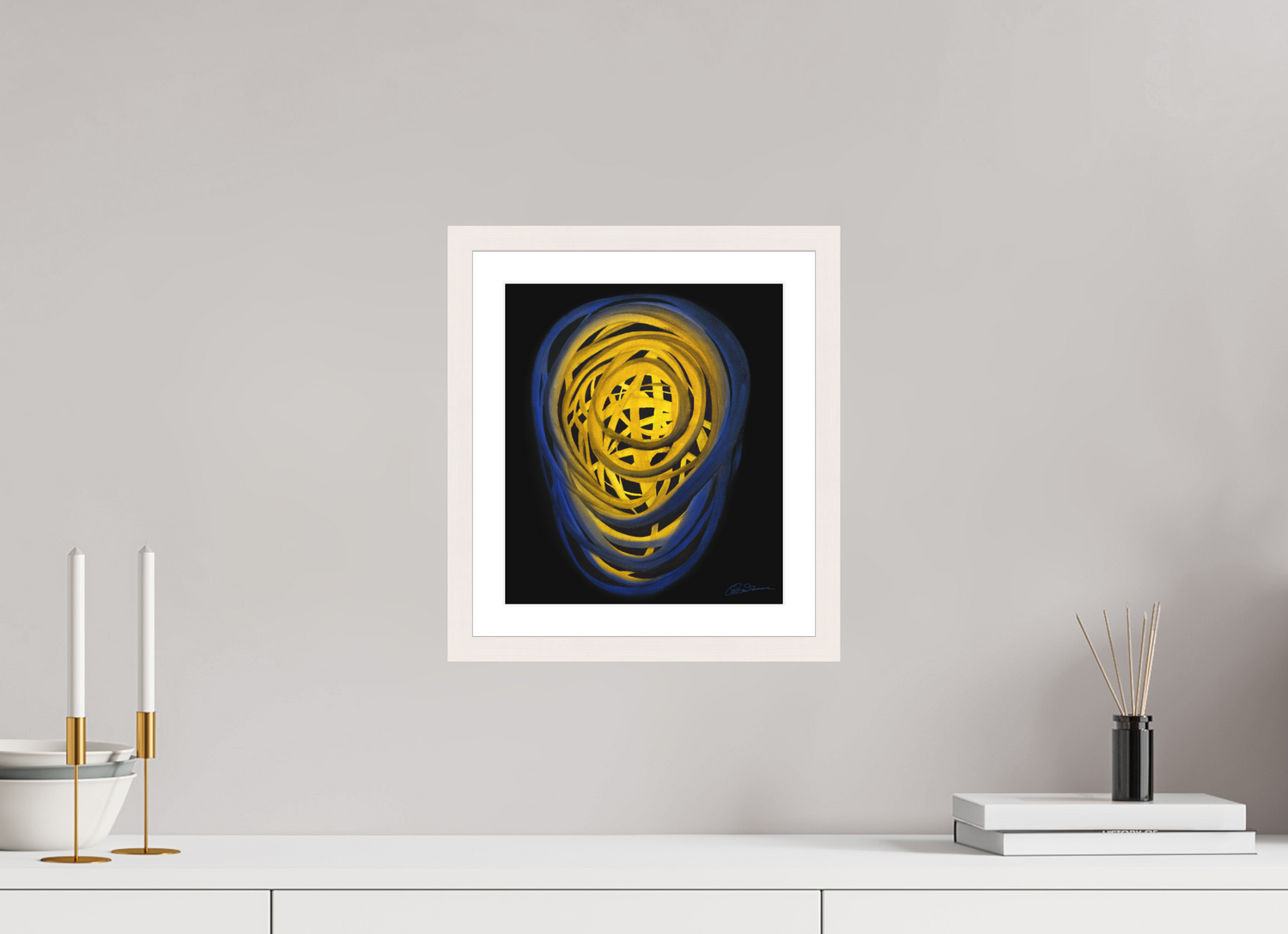 25 x 28,7 cm, Papier mit Holzrahmen, weiß Erde &amp; Wasser | Frühsommer