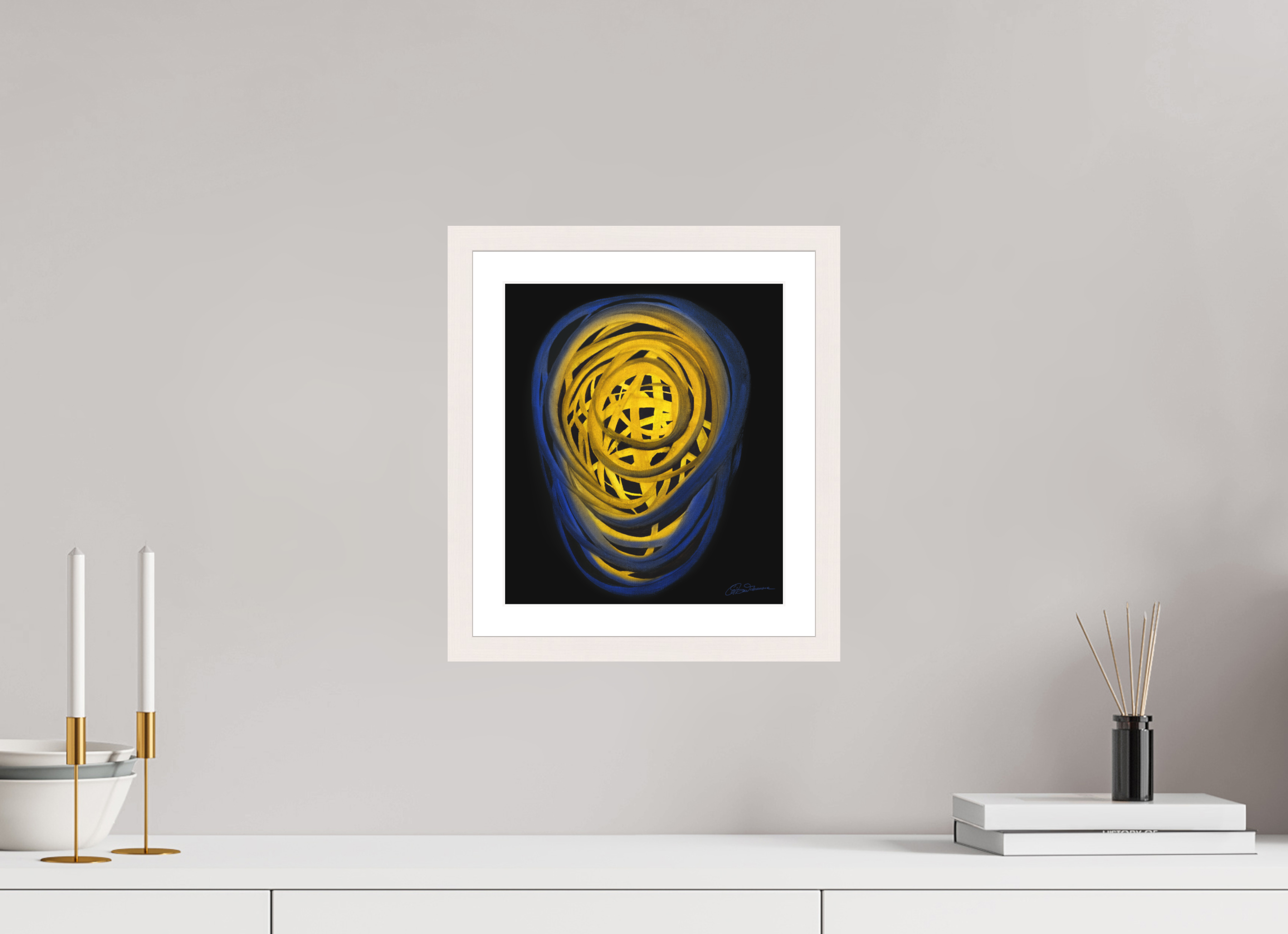 25 x 28,7 cm, Papier mit Holzrahmen, weiß Erde &amp; Wasser | Frühsommer