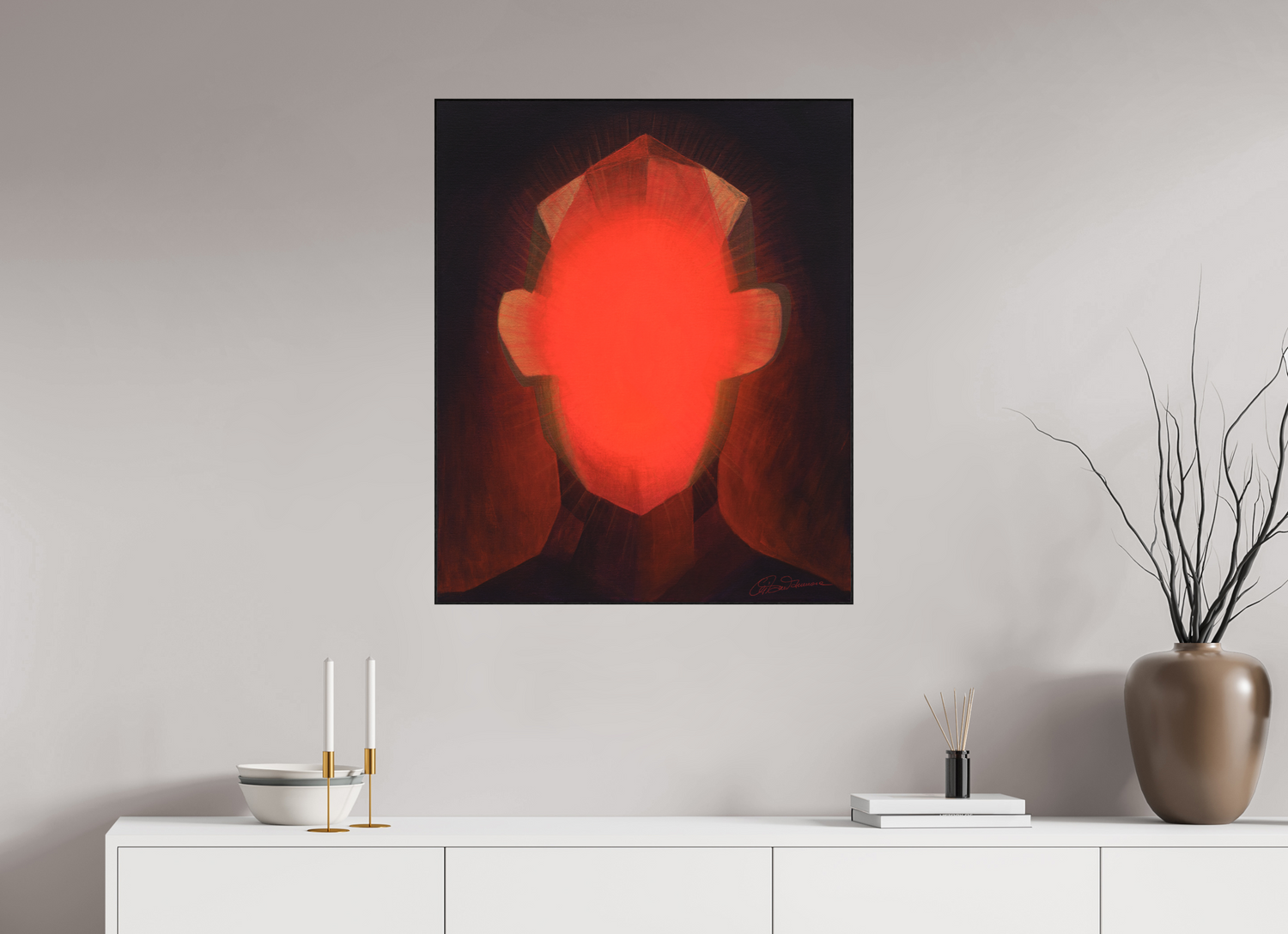 70 x 84,7 cm, Alu-Dibond mit Holzrahmen, schwarz Innere Sonne