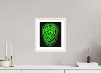 25 x 28,7 cm, Papier mit Holzrahmen, weiß Erde – Innerer Sproß | Frühling