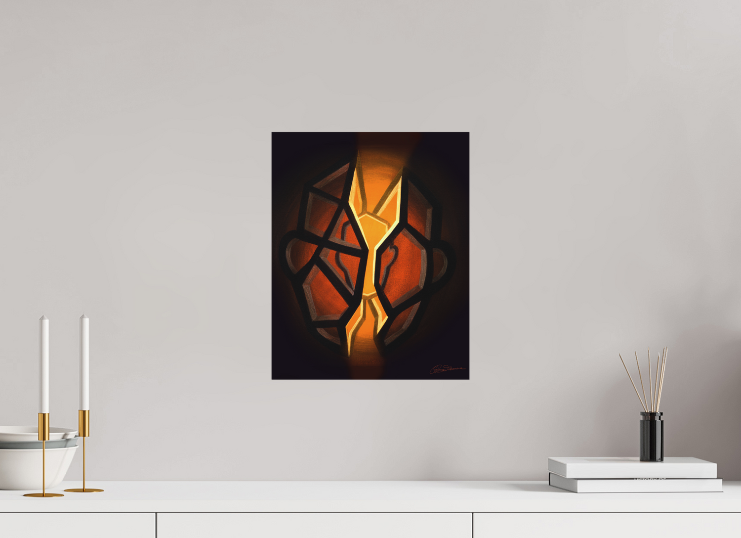 30 x 37,5 cm, Kunstdruck auf Alu-Dibond mit Aufhängung Selbst-Bild. Schale und Kern