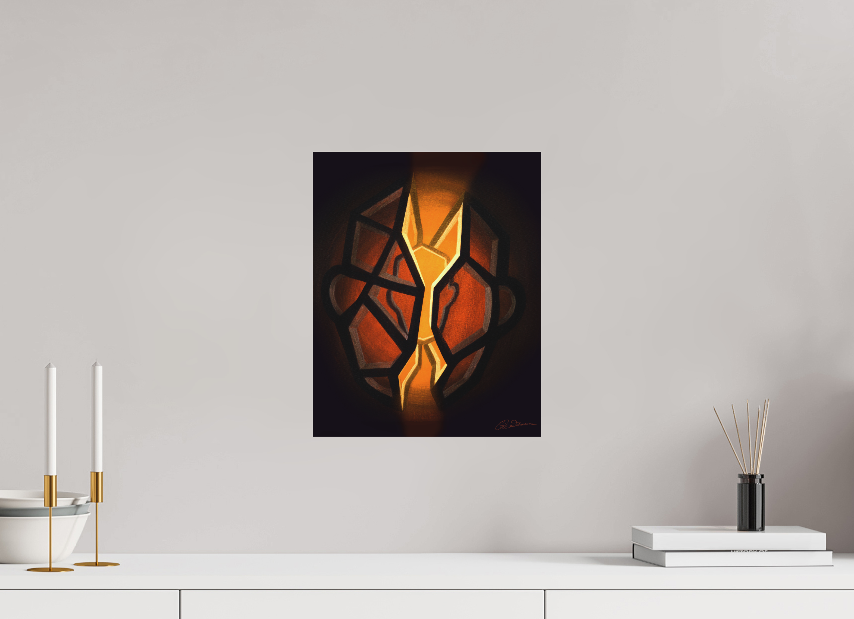 30 x 37,5 cm, Kunstdruck auf Alu-Dibond mit Aufhängung Selbst-Bild. Schale und Kern