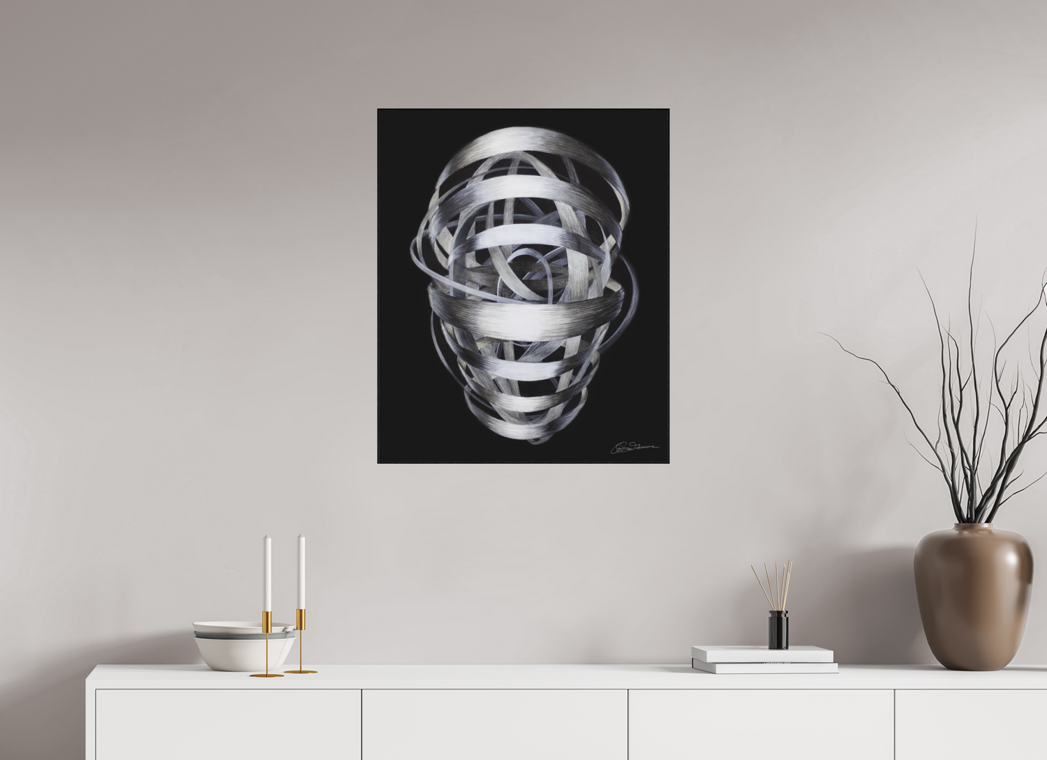 60 x 73 cm, Kunstdruck auf Alu-Dibond mit Holzrahmen, schwarz Architektur des Bewusstseins