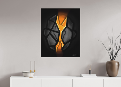 70 x 87,5 cm, Alu-Dibond mit Holzrahmen, schwarz Selbst-Bild. Schale und Kern.