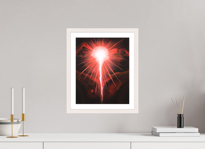 30 x 37 cm, Papier mit Holzrahmen, weiß Lichtkörper – Der neue Mensch