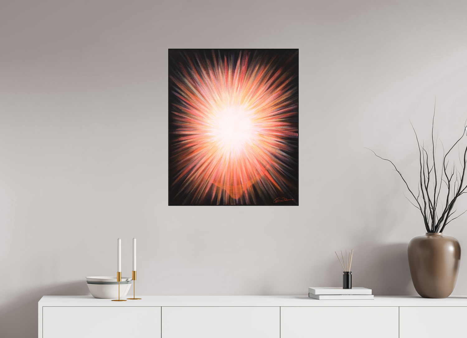 60 x 72,6 cm, Alu-Dibond mit Holzrahmen, schwarz Erleuchtung