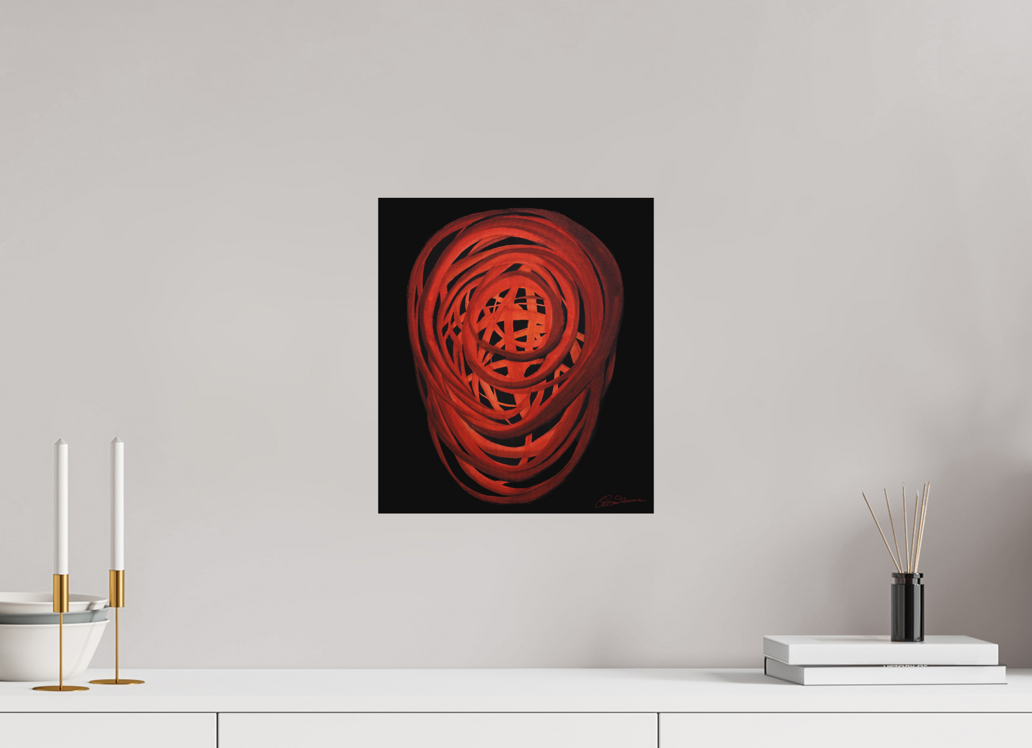 30 x 34,4 cm, Alu-Dibond mit Aufhängung Feuer | Hochsommer